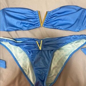 Blue Strapless Bikini Set